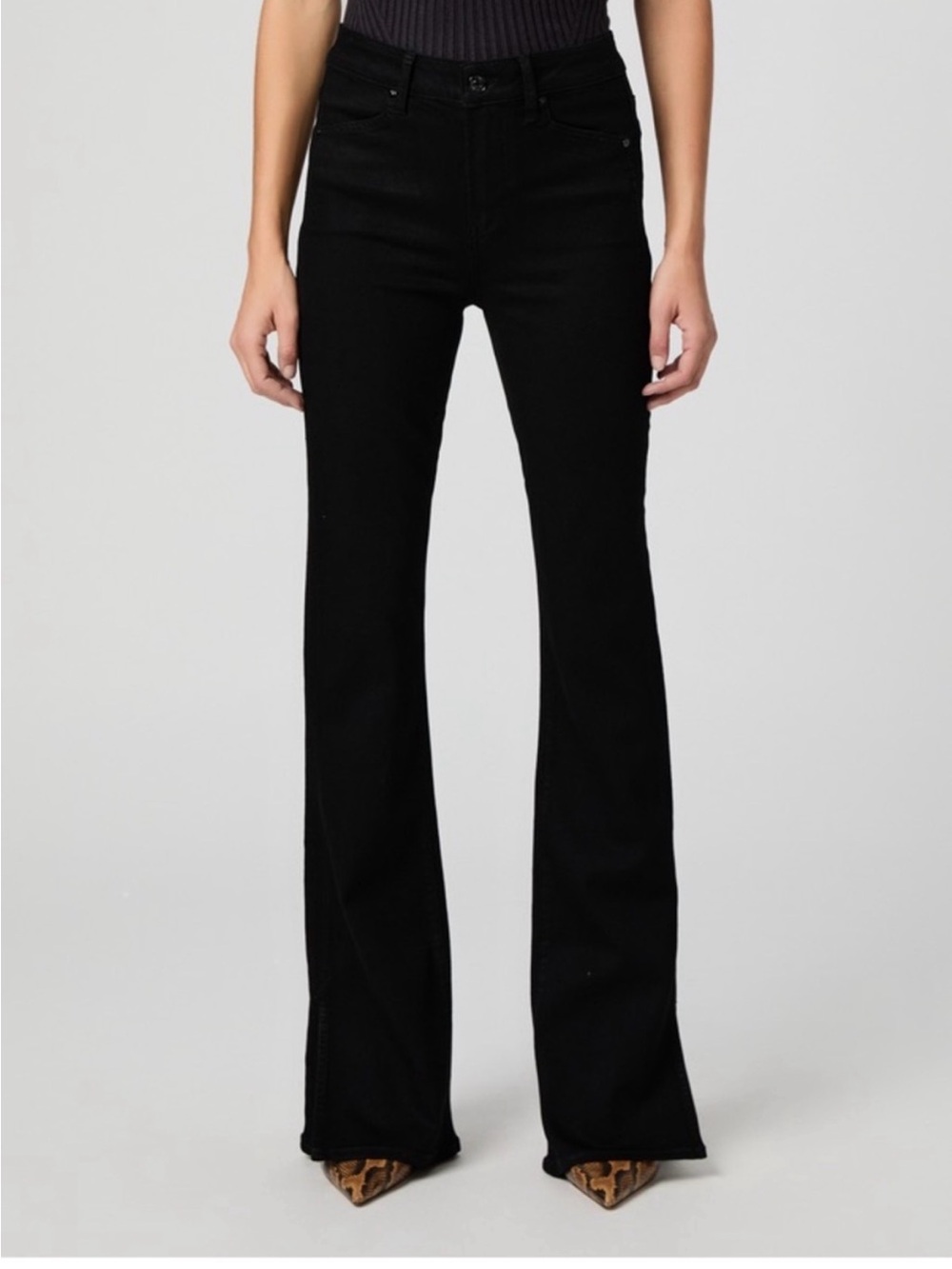PAIGE Black High Rise Bell Canyon Flare Jeans